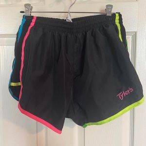 Tyler’s athletic short, black w/ multi neon accent. Sz Lg